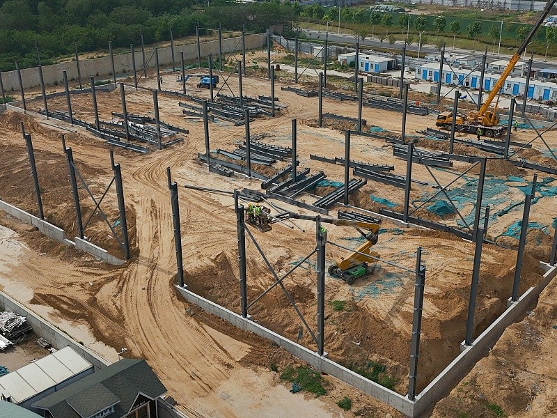 蔚蓝钢结构丨郑州仕振钢结构厂房建造案例