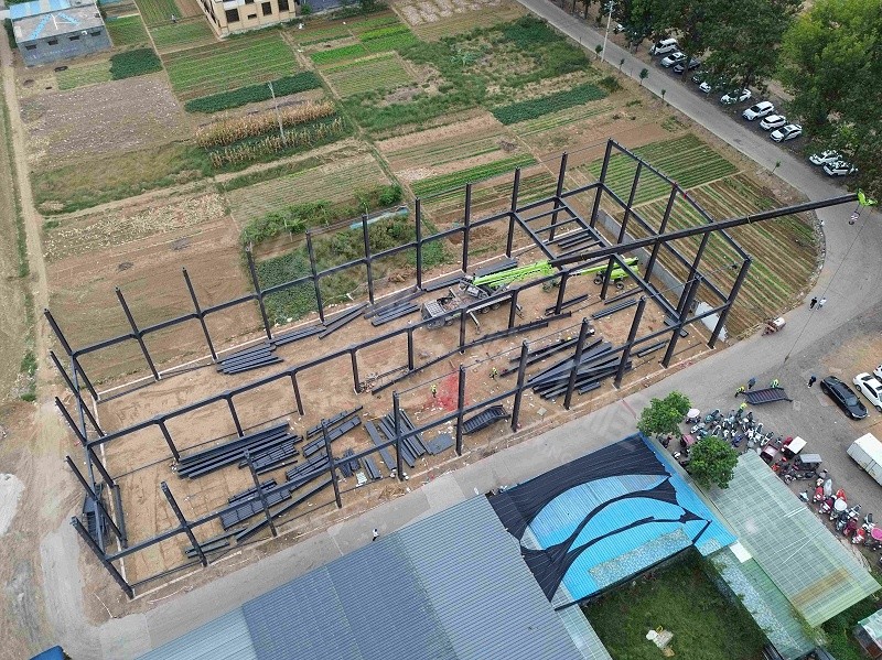 蔚蓝钢结构丨河南金蝌蚪食品科技钢结构厂房建造案例