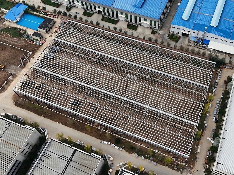 蔚蓝钢结构丨河南施美克5#钢结构厂房建造案例