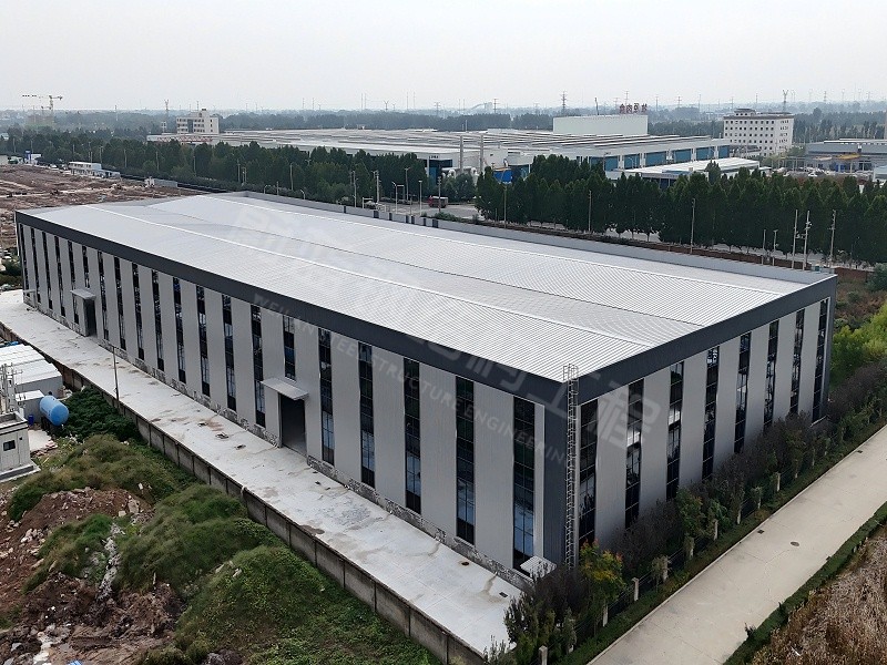 蔚蓝钢结构丨河南施美克5#钢结构厂房建造案例